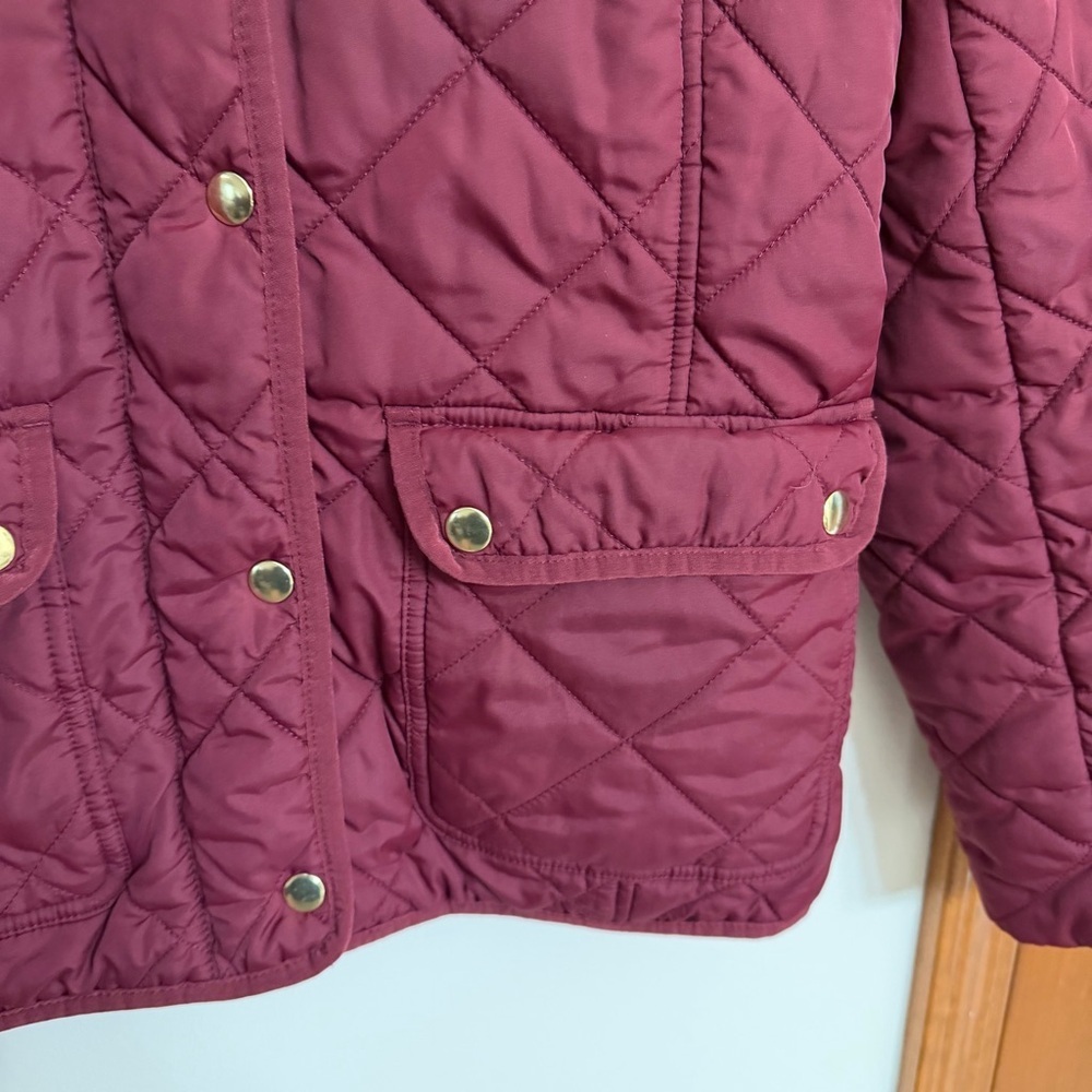 J. Crew Quilted Wine Red Puffer Jacket with Stand Collar - Picture 4 of 5